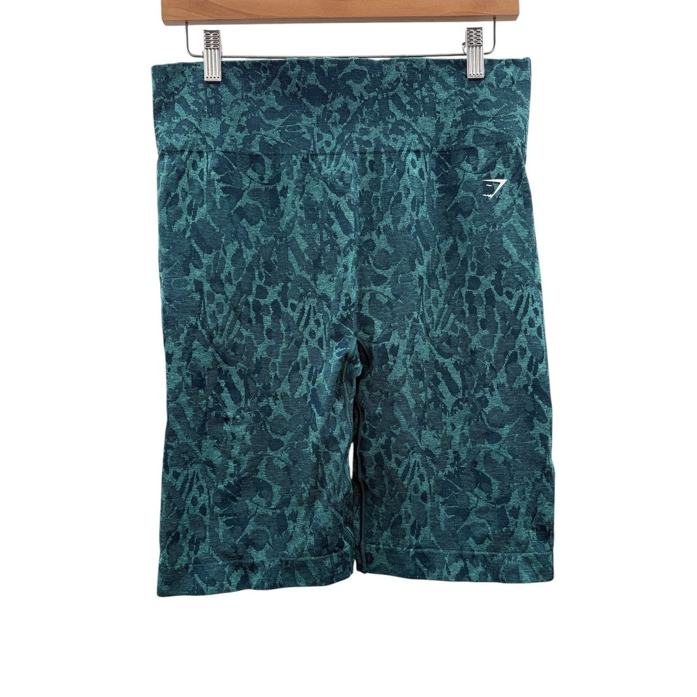 Gymshark Adapt‎ Animal Seamless Shorts Womens XXL Green Teal Biker Scrunch B2A1F
